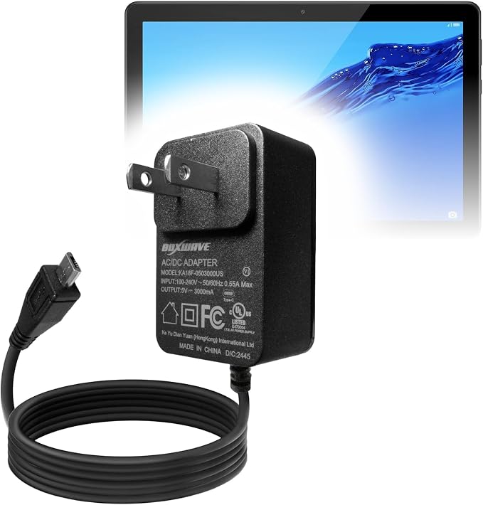BoxWave Charger Compatible with Huawei MediaPad T5 - Wall Charger Direct (15W) Rapid Charge Your Device with Built-in 3ft Cable