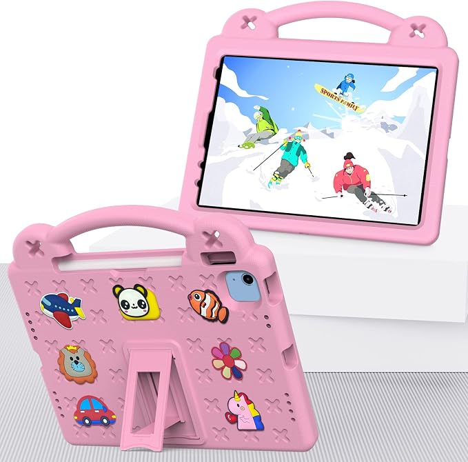 Kids Case for iPad Air 13 (2026/2025/2024) M4/M3/M2 &amp iPad Pro 13 2024 &amp iPad Pro 12.9 Cover 6th/5th/4th/3rd Gen (2022/2021/2020/2018) DIY Figures EVA Rubber Handle Stand Shockproof Bumper