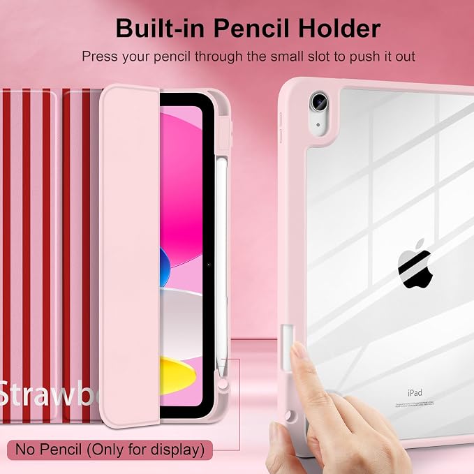 Case for iPad (A16) 11th Generation 11 inch 2025 /iPad 10th Gen 10.9 2022 - Aesthetic Cute Preppy Design Trifold Cover with Soft TPU Bumper Clear Back Auto Sleep/Wake Waves