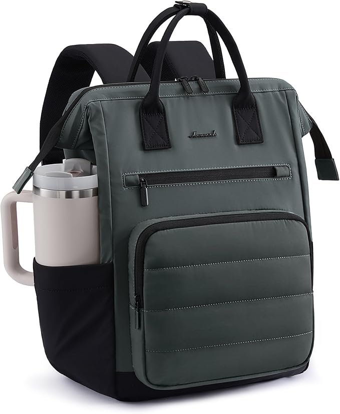 LOVEVOOK Puffer Laptop Backpack for Women, 15.6 Inch Work Backpack purse for Nurse Teacher, College Bookbag Personal Item Travel Bag Computer Daypack for Daily Commute