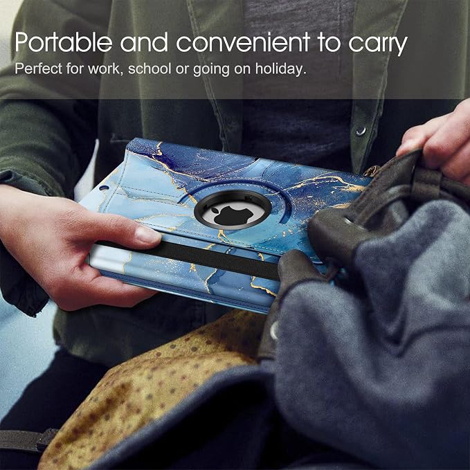 Fintie 360° Rotating Case for iPad 9th / 8th / 7th Generation 10.2 Inch | Swivel Stand Portrait &amp Landscape Viewing Shockproof Cover with Pencil Holder Auto Wake/Sleep Aqua Wave