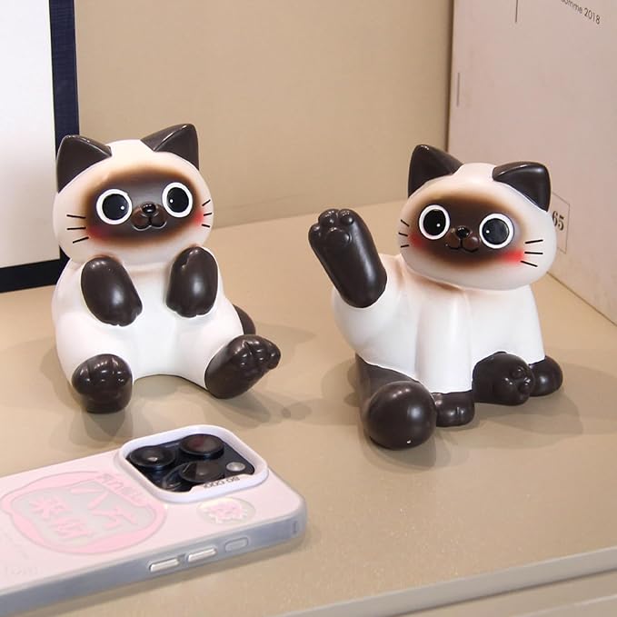 BOLLEY JOSS Desk Cell Phone Holder Stand Pink Sofa with Cute Cat Kitty for Office Free You Hands Home Ornament