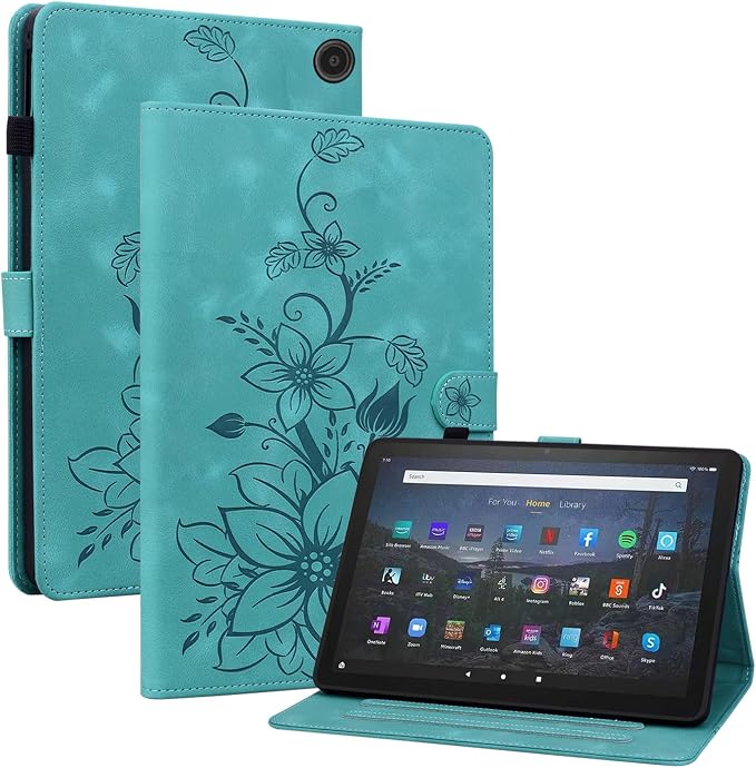 Case for All-New Amazon Fire HD 10 and 10 Plus Tablet (13th/11th Generation 2023/2021 Release) Magnetic Clasp Stand Leather Case with Pen Holder Blue