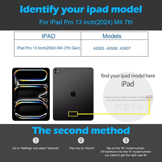 Leather Case for iPad Pro 13 (M4/M5) 2024/2025 Black | Premium Leather Business Folio Stand Cover Auto Wake/Sleep Multiple Viewing Angles