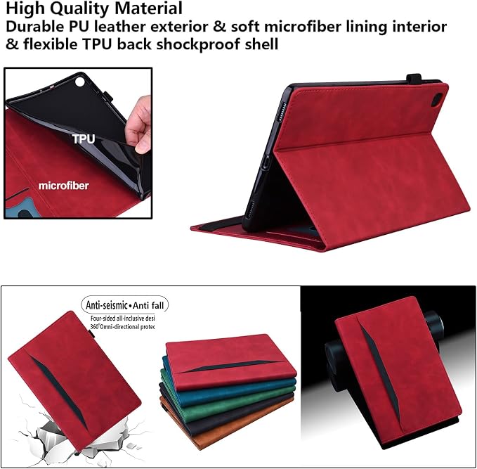 for Kindle Fire HD 8 Tablet (only Fits 10th Generation) &amp Fire HD 8 Plus 8 Case 2020 with Stand/Pencil Holder/Card Pocket/Elastic Band Embossed PU Leather Floral Cover Brown Peacock Flower