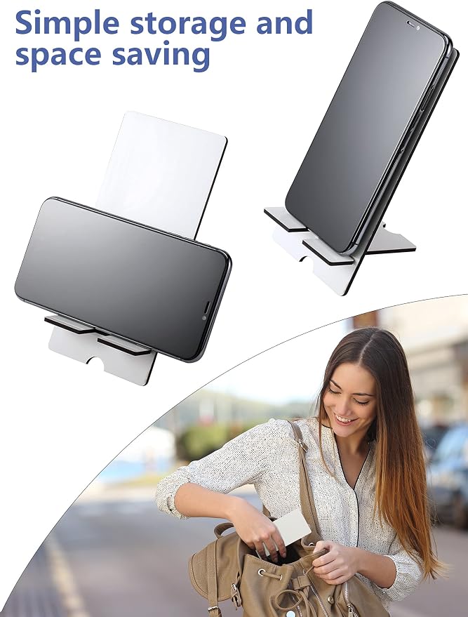 Frienda 4 Pieces Sublimation Blank Phone Stand Sublimation Cell Phone Holder for Desk Wood Smartphone Holders DIY Craft Charging Stand for Desktop Office Table Home Kitchen