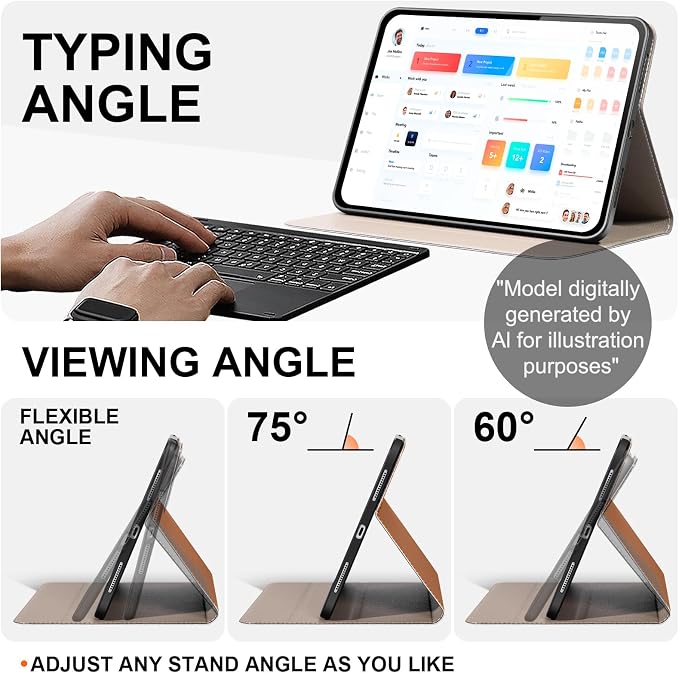 Microfiber Leather Case for iPad Pro 11 Inch (M4/M5) Black | 2024/2025 Auto Wake/Sleep slim Multiple Viewing Angles Shockproof Protective Stand