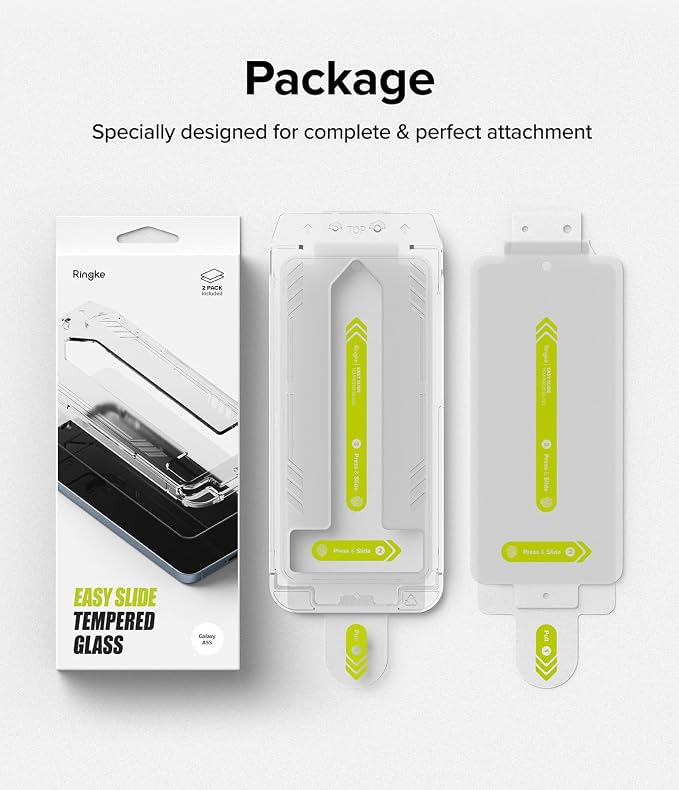 Ringke for Samsung Galaxy A35 5G Screen Protector [Easy Slide 2 Pack] | Easy Installation with Alignment Tool Case Friendly Premium 9H Hardness Tempered Glass