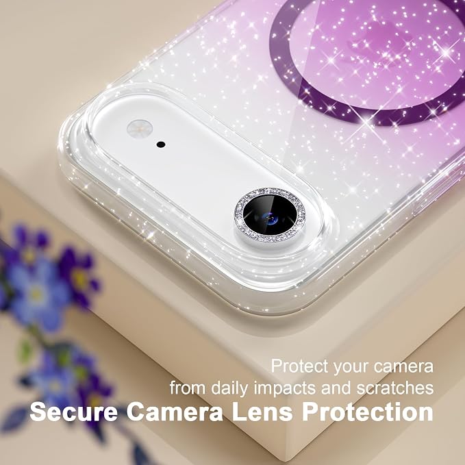 Choiche for iPhone 15 Pro Max Case Compatible with MagSafe Glitter Black | Women Girly Cute Glitter Sparkly Magnetic Phone Case with Diamond Camera Lens Protectors Military-Grade Drop Protection 6.7