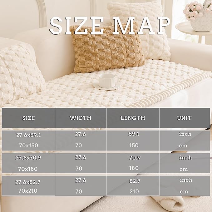 Couch Cover for Dogs Fuzzy Sofa Covers for Pet, Geometric Jacquard Coral Pet-Friendly Washable Non-Slip Sofas Slipcover Cushion Protector Pets Mat Dog Bed Mats