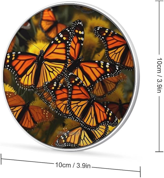 Monarch Butterflie Wireless Charger Fast Charging Pad | Anti-Slip Qi Certified Wireless Charging Pad for All Phones with Wireless Charging Function for Home Office Travel
