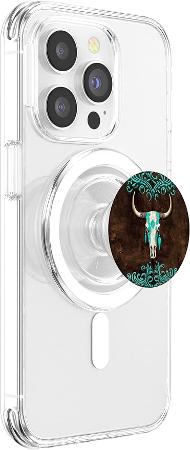 Skull Bull Western Cowgirl Cowboy Rural Rustic Vintage Ranch PopSockets Adhesive PopGrip