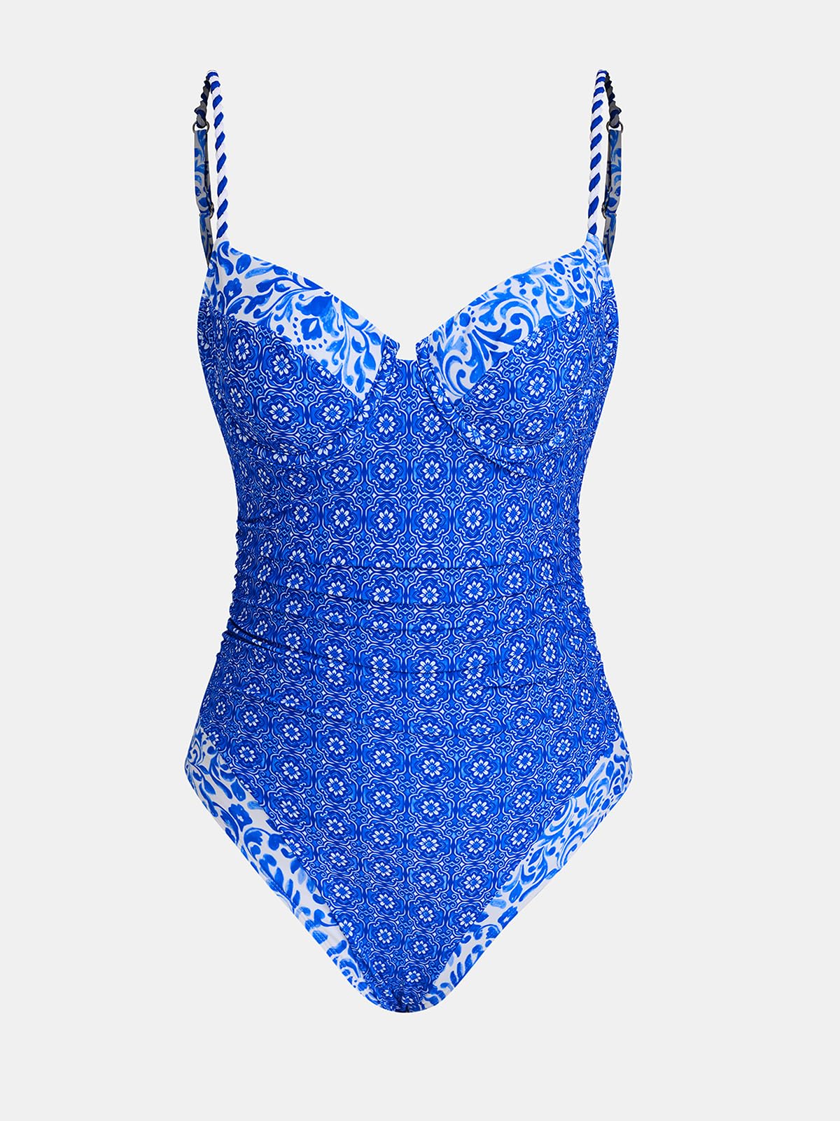 CUPSHE Women's Underwire One Piece Swimsuit V Neck Ruched Bathing Suit, M