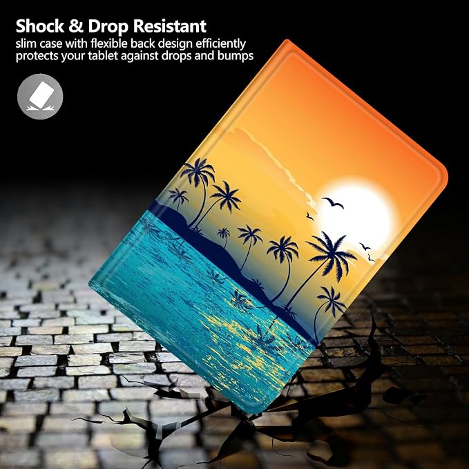 Case for Amazon Fire 7 Tablet 2019/2017 Release 9th/7th Generation PU Leather Smart Protective Cover with Auto Sleep/Wake for Fire 7 2019Beautiful Sunset
