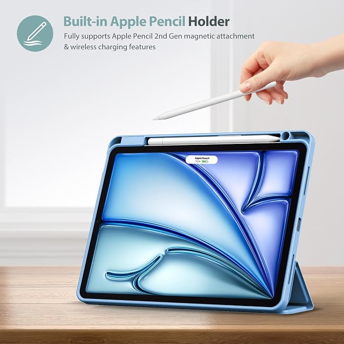 ProCase Smart Case for iPad Air 11-inch M4/M3/M2 &amp Air 10.9 5th/4th Gen | Hard Back Cover with Auto Sleep/Wake Slim Lightweight Case for iPad Air 11 2026/25/24 &amp 10.9 2022/2020-Aqua