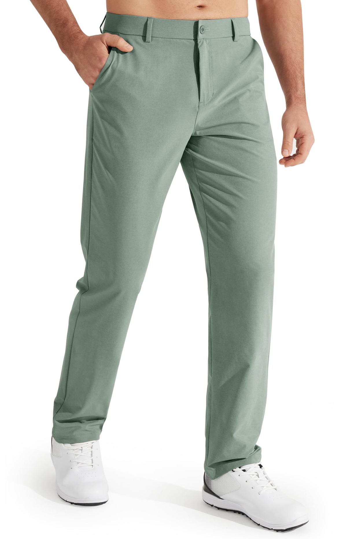 Libin Mens Golf Pants Stretch Work Dress Pants 30" Quick Dry Lightweight Business Casual Slacks for Men Travel Vocation Water Resistant, Sage Green, 40W x 30L
