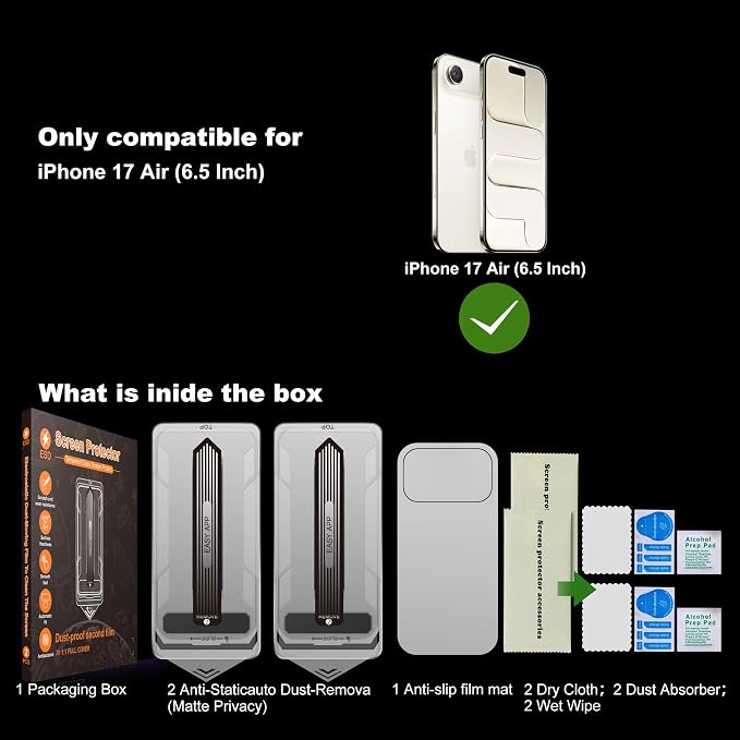 [2-Pack Matte Tempered Glass Screen Protector for iPhone 15 Pro Max Anti-Fingerprint &amp Oil Resistant Smooth as Silk 9H Hardness Bubble-Free Case Friendly 6.7-Inch