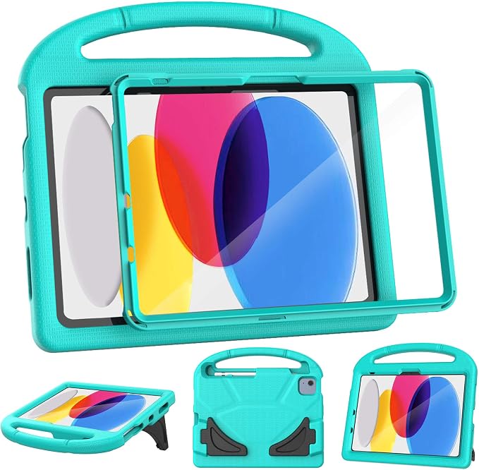 Kids Case for iPad (A16) 11th Generation 11 Inch 2025/iPad 10th Generation 10.9 Inch 2022 with Screen Protector and Pencil Holder Shockproof Handle Stand Cover for iPad 11/10 Gen Blue