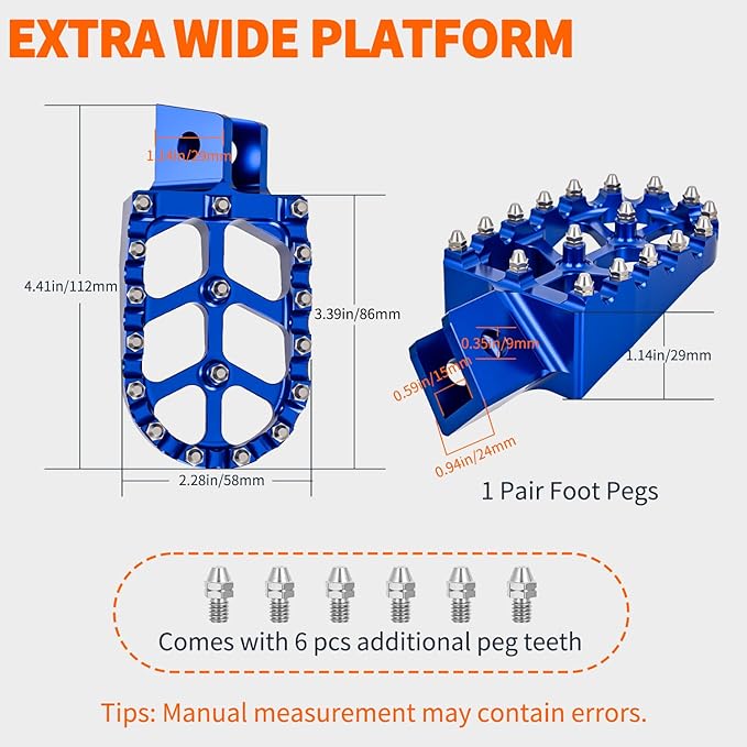 Nilight Motorcycle Foot Pegs Dirt Bike Footpegs Fit for Yamaha PW50 1981-2021 PW80 1983-2006 Y-ZINGER 1985-2001 TW200 1987-2021 CNC Foot Pegs for Motorcycles Heavy Duty Foot Rests Peg Pedal, Blue