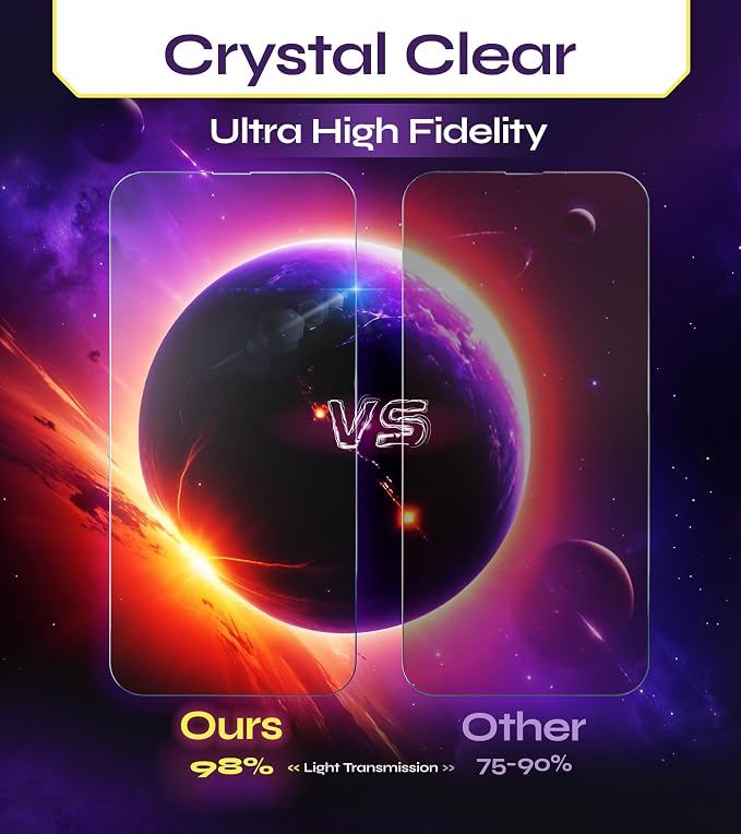 for iPhone 15 PLUS &amp 16 PLUS Screen Protector (2Pack) Easy Auto-Dust &amp Align Install Kit 6.7 Tempered Glass 9H Hardness Ultra HD Clear Case Friendly WonderShield