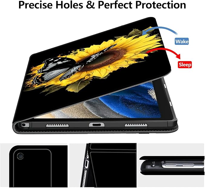 Case for Fire 7 Tablet &amp Fire 7 Kids (12th Gen 2022 Release) - Slim PU Leather Protective Smart Cover with Auto Sleep/Wake &amp Multi-Angle StandBlue Dandelion
