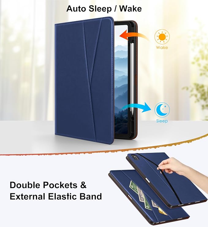 DTTO for iPad Pro 12.9 6th/5th/4th Gen Case (2022/2021/2020) Black | 360 Degree Rotating Premium Faux Leather Folio Stand Cover with Pencil Holder for iPad Pro 12.9 3rd Generation Case 2018