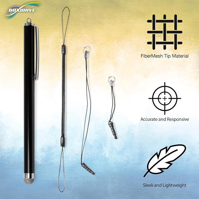 BoxWave Stylus Pen Compatible with Motorola Moto G Play (2026) - EverTouch Capacitive Stylus Fiber Tip Capacitive Stylus Pen - Jet Black