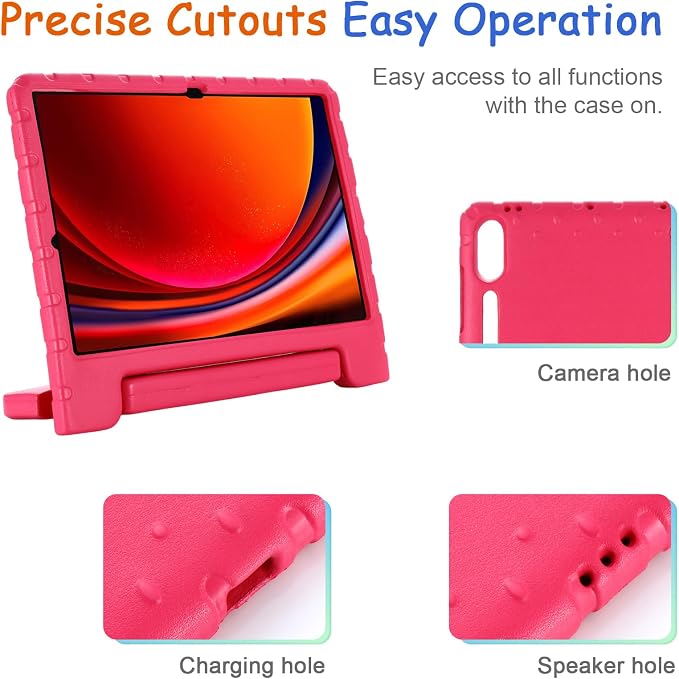 Kids Case for Samsung Galaxy Tab S10 FE Plus 13.1 (2025) Techcircle Handle Stand Light EVA Foam Bumper Protective Rugged Drop Protection Child Proof Cover Black