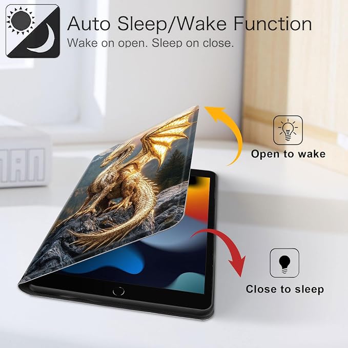 for iPad 11th Generation (A16 2025) 11 / iPad 10th Gen 10.9 2022 Case 360° Rotating PU Leather Stand Cover with Auto Sleep/Wake Shockproof TPU Backl Two Dragons Fighting