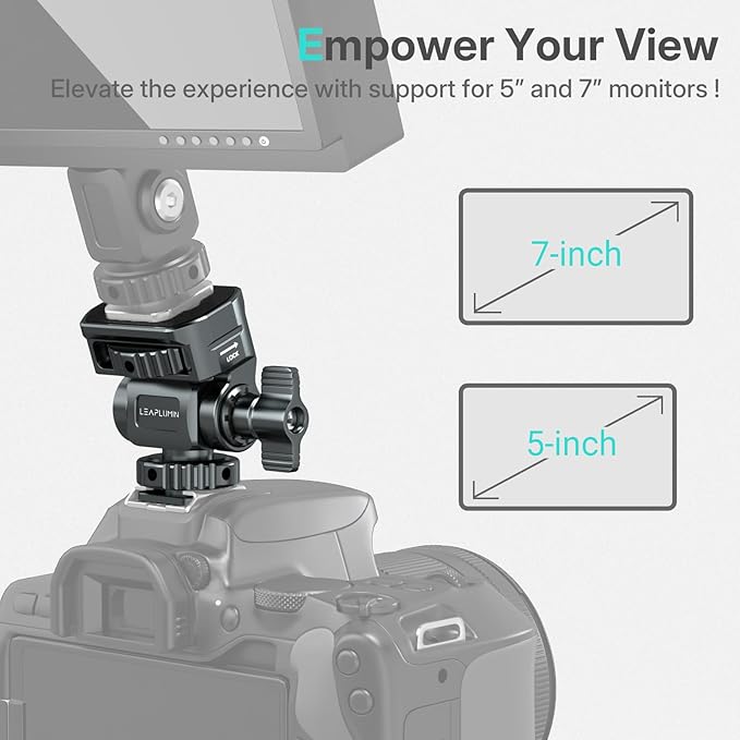 Leaplumin Field Monitor Mount Monitor Holder with Cold Shoe, 1/4" Screw for 5" & 7" Field Monitor Mount Support 360° Swivel &180° Tilt Adjustment,Aluminum Camera Monitor Mount for Camera Hot Shoe