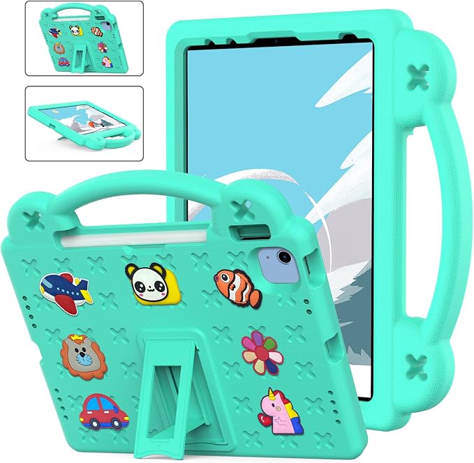Kids Case for iPad Air 13 (2026/2025/2024) M4/M3/M2 &amp iPad Pro 13 2024 &amp iPad Pro 12.9 Cover 6th/5th/4th/3rd Gen (2022/2021/2020/2018) DIY Figures EVA Rubber Handle Stand Shockproof Bumper