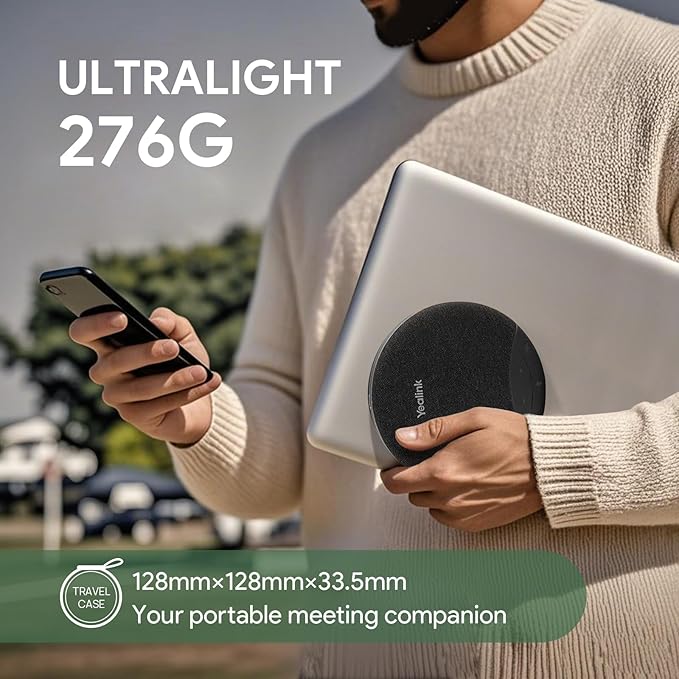 Yealink Sp92 Conference Speaker and Microphone Teams Certified Mic with Al Noise Cancelling 20H Call Time USB Speakerphone for Small Meeting Room, Bluetooth Speaker for Computer/Laptop