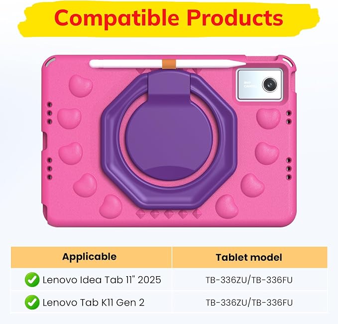 Kids Case for Lenovo IdeaTab11 2025/K11 Gen 2TB-336ZU/FU | Made of non-toxic odorless EVA materialStrong drop resistance，360 degree rotating support，Suitable for children's learning