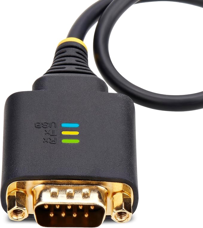 StarTech 10ft USB to Serial Adapter Cable FTDI IC (1P10FFC-USB-SERIAL) | USB-A to DB9 RS232 Interchangeable DB9 Screws Nuts COM Retention LED Indicators