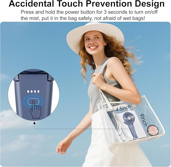 HandFan 4000mAh Upgraded Handheld Misting Fan, 50ml Water Tank, Rechargeable Personal Mister Fan Portable AC, Spray Water Mist Fans, Foldable Cooling Ice Fans for Beach Travel Disney(Royal Blue)