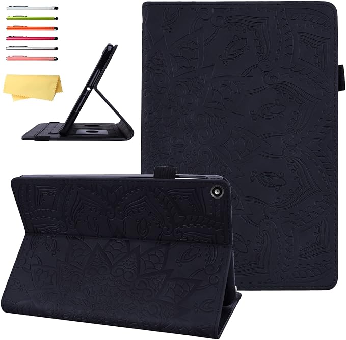 Fire HD 8 Case Slim Folding Stand Auto Wake/Sleep Wallet Case with Cards/Cash Holder for Amazon Fire HD 8(8th/7th/6th Gen 2018/2017/2016 Release)-Black