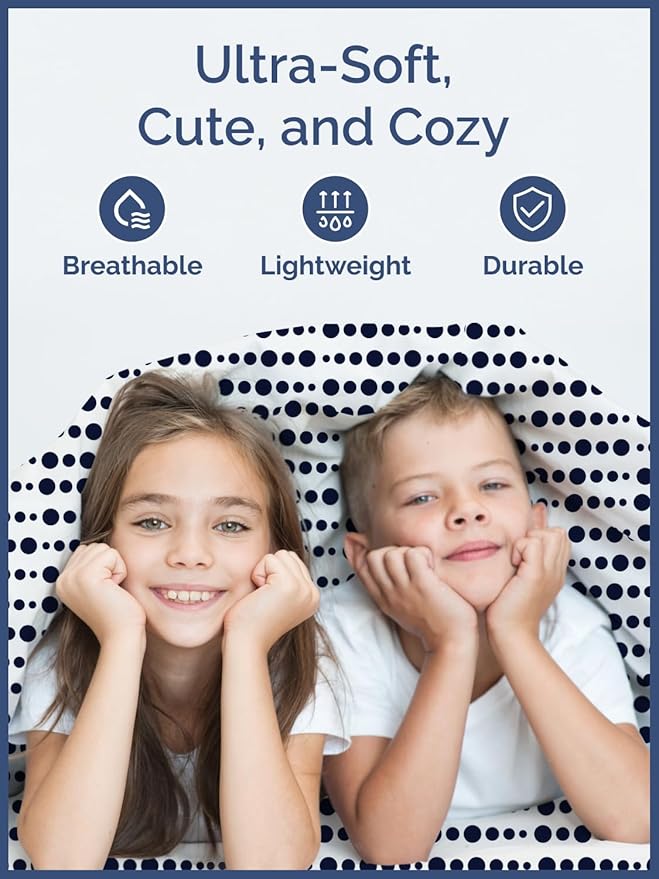 Kids Blue Dots Queen 4 Piece Sheet Set - Boys, Girls, Teens, Toddler - Easy Fit Deep Pockets - Breathable, Hotel Quality Kids Sheets - Machine Washable - Wrinkle Free - Cute, Cozy, Soft - CGK Linens