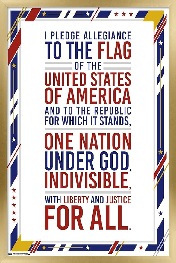 Trends International The United States Of America - Pledge Of Allegiance Wall Poster, 22.375" x 34", Gold Framed Version