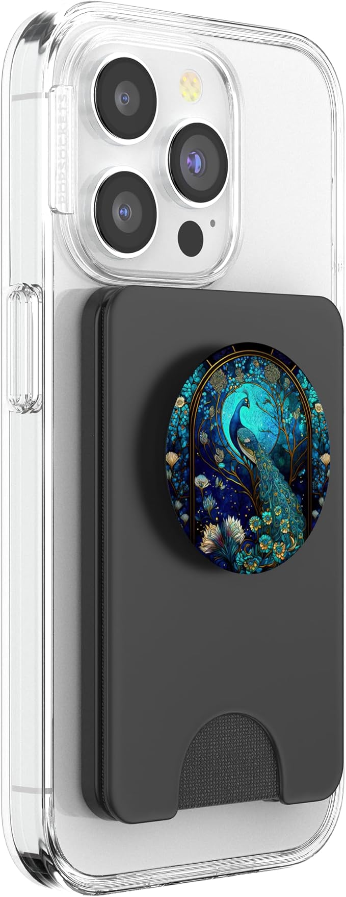 Galaxy Peacock Mysterious Floral Peacock Moon PopSockets Adhesive PopGrip