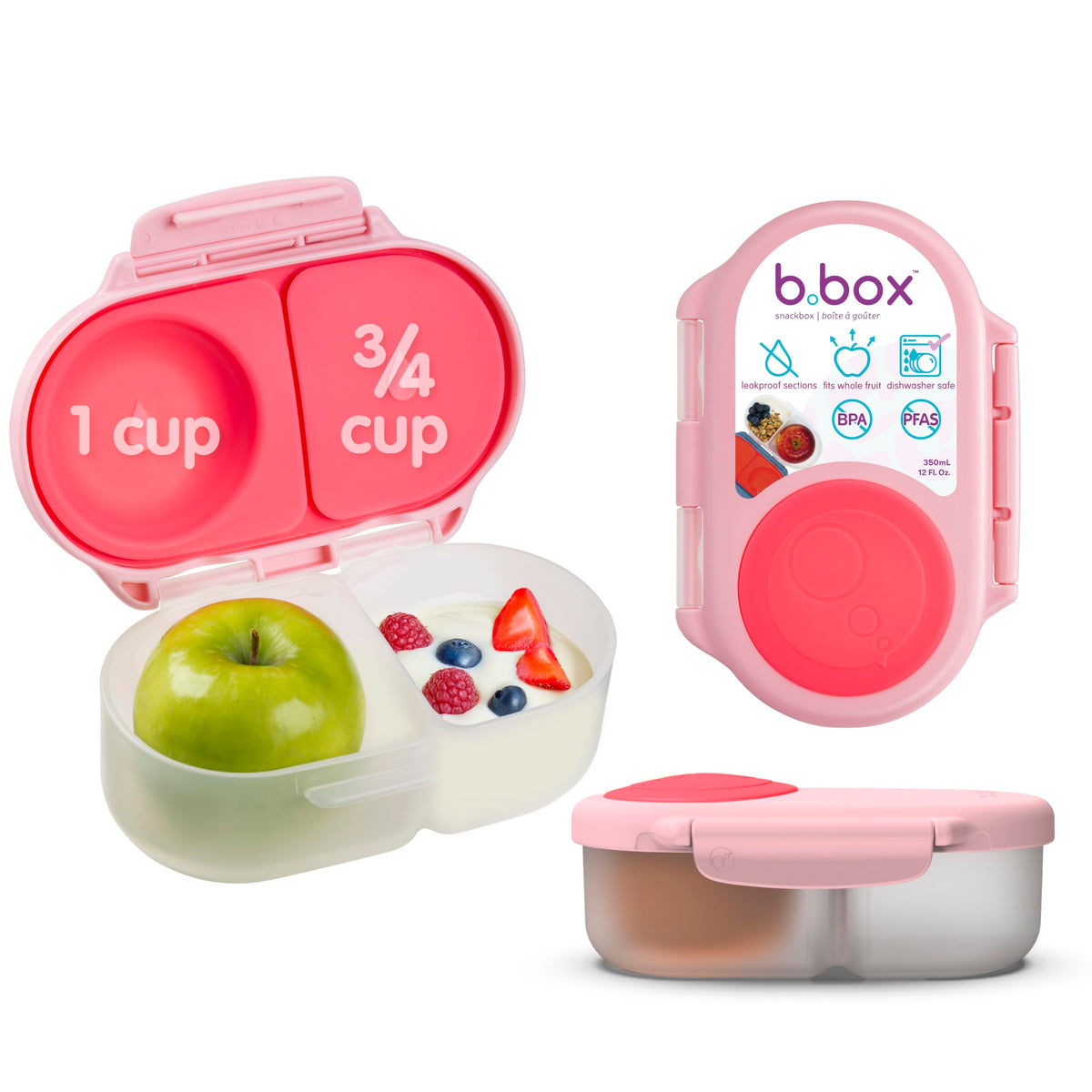 b.box Snack Box 2-Pack, Snack Containers for Kids, 1.75 Cup Kids Lunch Box