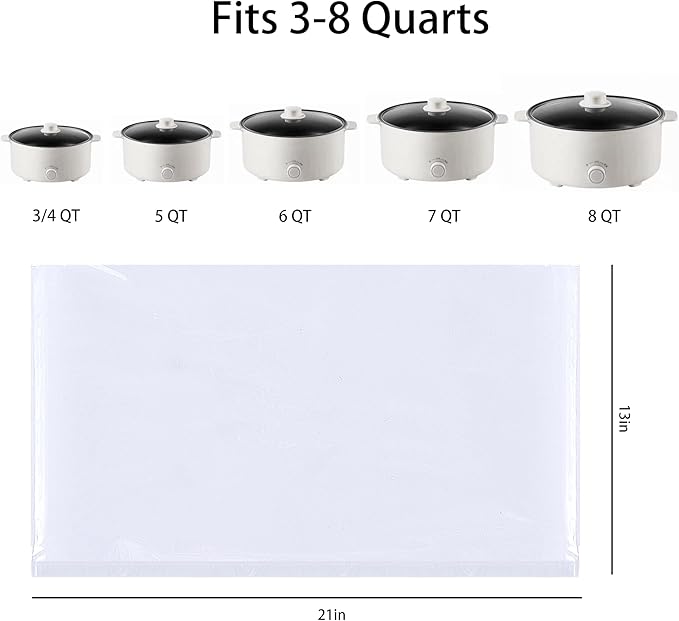 20 Pack Slow Cooker Liners for Crock Pot, Fits 3-8 Quarts (13"x 21")