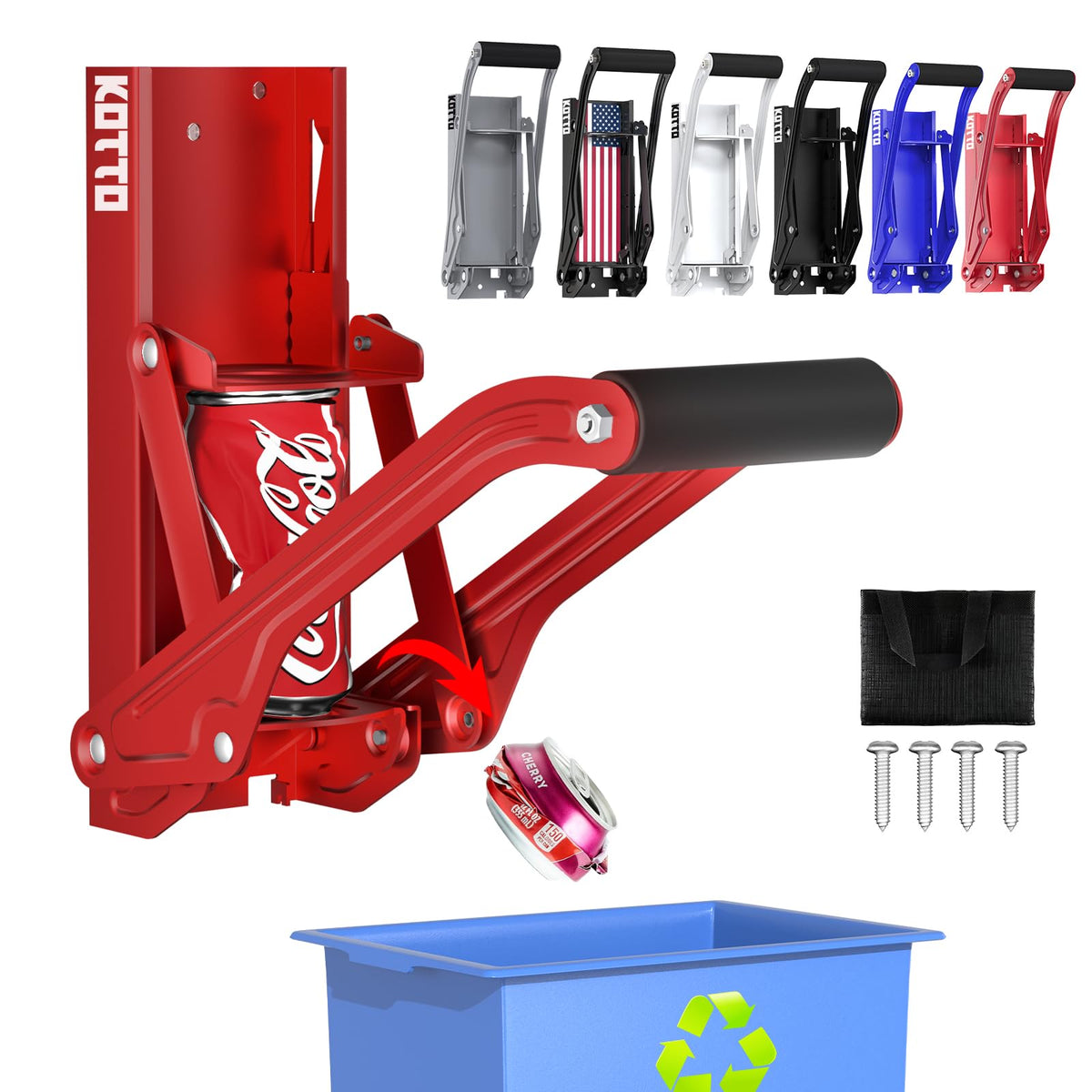 Kotto Can Crusher Wall Mounted Can Crushers for Recycling 8-16oz Cans