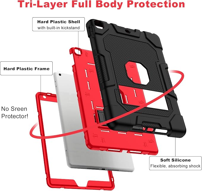 TIMISM Case for iPad 9th/8th/7th Generation(2021/2020/2019) Heavy Duty Military Grade Shockproof Rugged Protective 10.2 Cover with Built-in Stand for iPad 9 8 7 Gen Black+Green