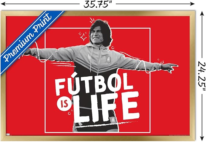 Ted Lasso - Futbol is Life Wall Poster, 34L" x 22.4W", Gold Framed Version