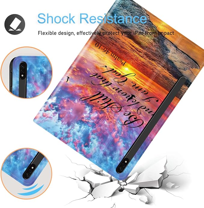 Case for Samsung Galaxy Tab S8 Plus 2022/S7 FE 2021/S7 Plus 2020 12.4 inch Ultra-Thin Multi-Angle Bracket Full Body Case with Wake/Sleep Function - Bible Phil 4-13 Floral