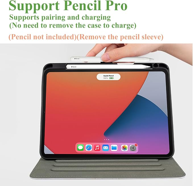Vimorco for iPad Pro 11-inch Case M5/M4 2025/2024 for iPad Pro Case 11 Inch M5/M4 Pencil Holder/Hand Strap/Pocket/Screen Protection Band 3 Adjustable Angles Auto Sleep/Wake Beach Blue Ocean