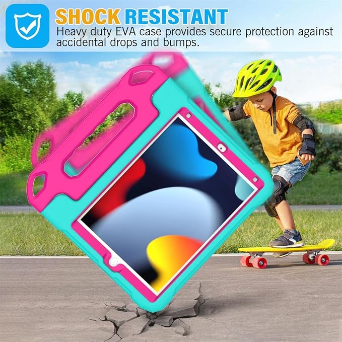 SUPLIK Kids Case for iPad 9th/8th/7th Generation -10.2 inch 2021/2020/2019 Built with Screen Protector Durable Shockproof Handle Stand Case for Apple iPad Gen 9/8/7 Black
