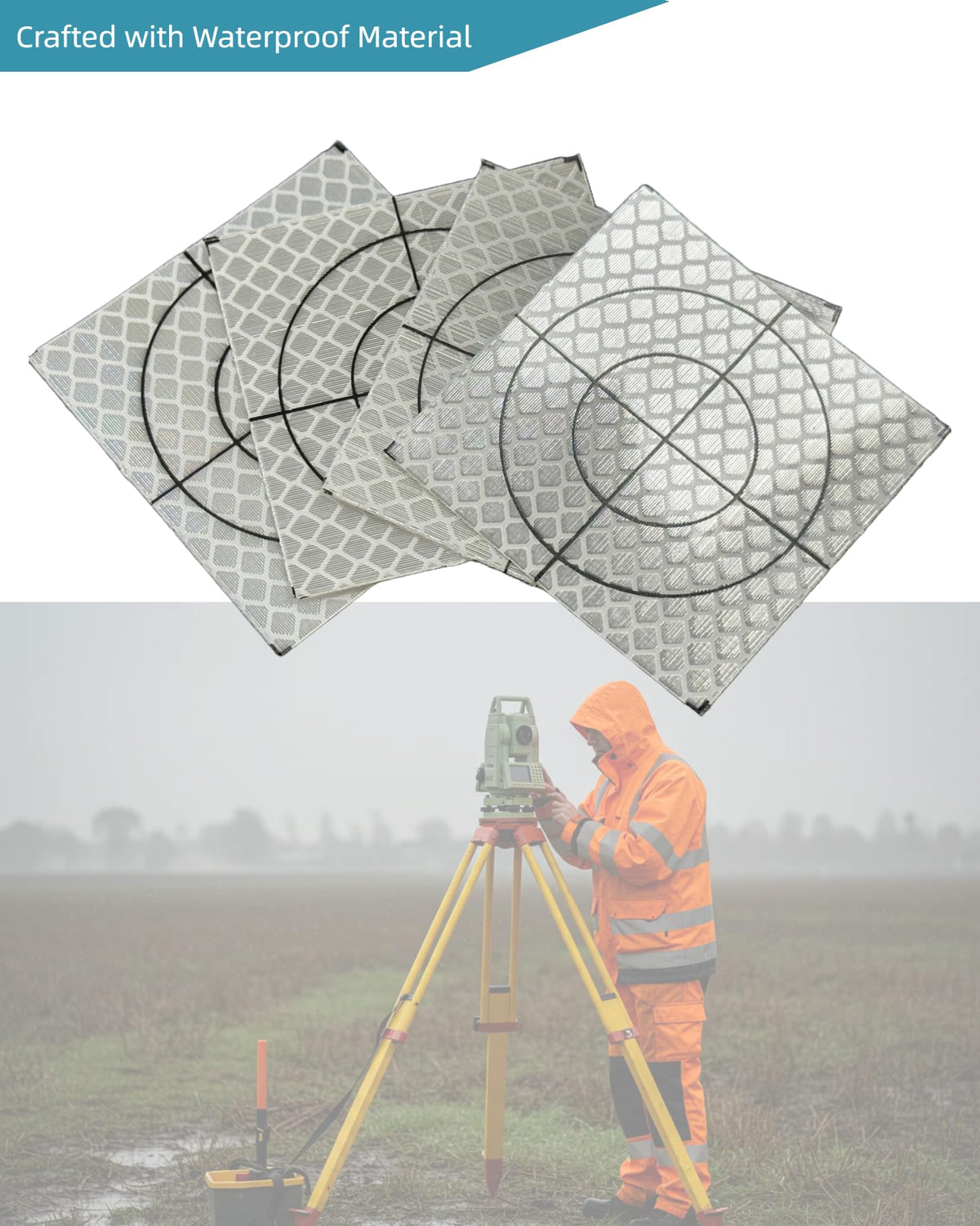 60pcs 2 * 2 inch White Reflective Tape Survey Targets Reflective Adhesive Target Sheets for Total Stations Laser Target Sheet