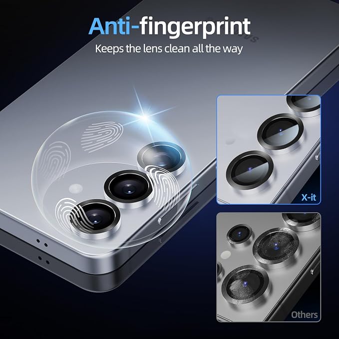 X-it Camera Lens Protector for Samsung S25 9H Tempered Glass Independent Metal Aluminum Edge Original Protection Design Suitable for Phone Case Anti-scratch Anti-reflectiveBlue