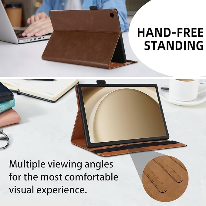 Case for Samsung Galaxy Tab A11 Plus 11 Inch 2025 Released (Model: SM-X310/SM-X315/SM-X236) Bussiness PU Leather Cover Flip Stand with Elastic Band &amp Card Holder-Brown